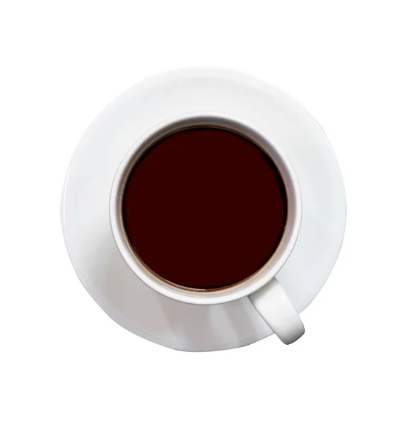 Kawa Lub Herbata Wypełniona Filiżanką Łyżką Topview Izolowanym Białym Tle — Zdjęcie stockowe