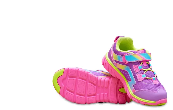 Chaussures Colorées Pour Enfants Sur Fond Blanc Isolé — Photo