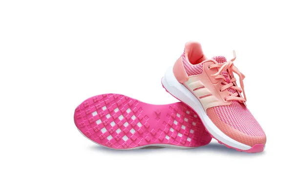 Roze Sport Schoenen Met Schoenen Zool Basis Wit Geïsoleerde Achtergrond — Stockfoto