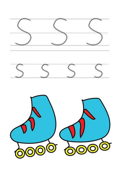 滑雪板字母表 用于带图解的儿童跟踪练习 — 图库照片