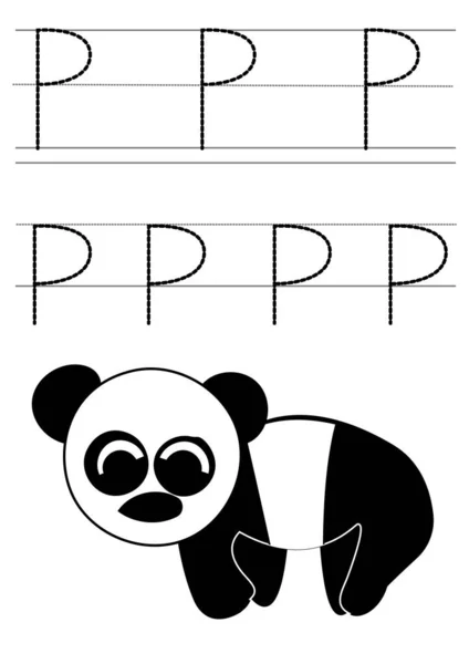 Panda Alfabet Voor Sporenoefening Voor Kind Met Illustratie — Stockfoto