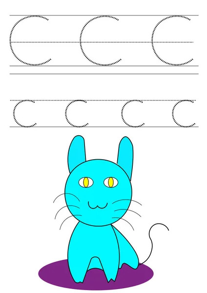 Alfabeto Del Gatto Esercitazione Della Traccia Capretto Con Illustrazione — Foto Stock