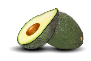 avokado beyaz arkaplanda izole edildi