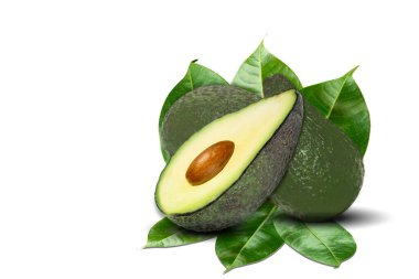 avokado beyaz arkaplanda izole edildi