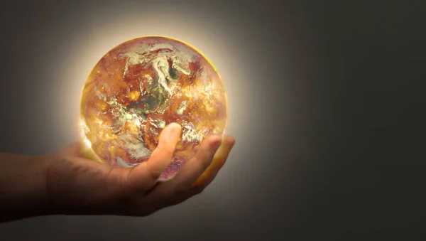 Hand Hold Hot Globe Global Warming — Stock Photo, Image