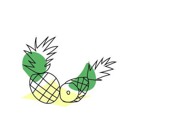Pineapple Slice Color Line Art — Stock Photo, Image