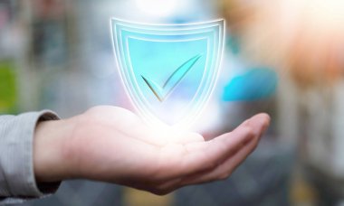 Gizlilik teknolojisi konseptinde iş adamına kalkan koruması