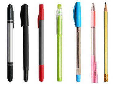 beyaza izole edilmiş kalem çeşitliliği