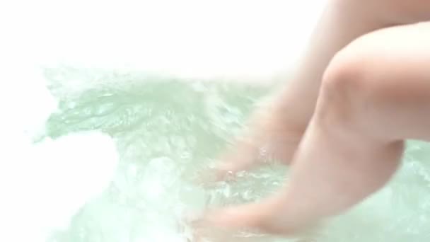 Feet Kick Bubbles Bathtub — Stock Video