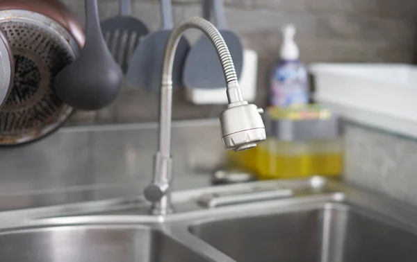 Grifo Del Fregadero Está Lavabo Cocina — Foto de Stock