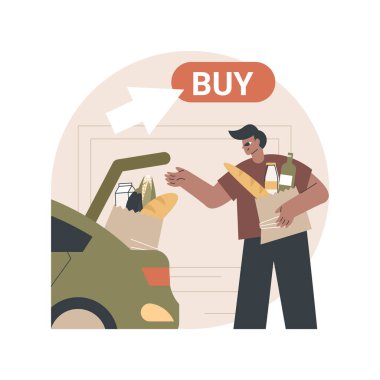 Bakkal servisi soyut konsept vektör illüstrasyonunu aldı.