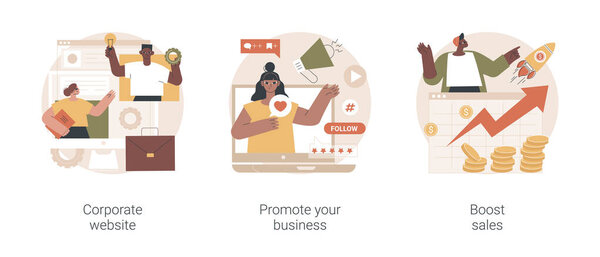 Абстрактные векторные иллюстрации бизнес-роста.