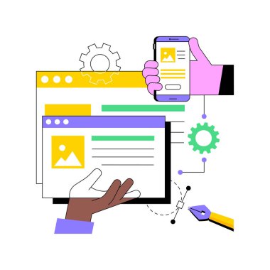 Tepkili web tasarımı soyut konsept vektör çizimi.