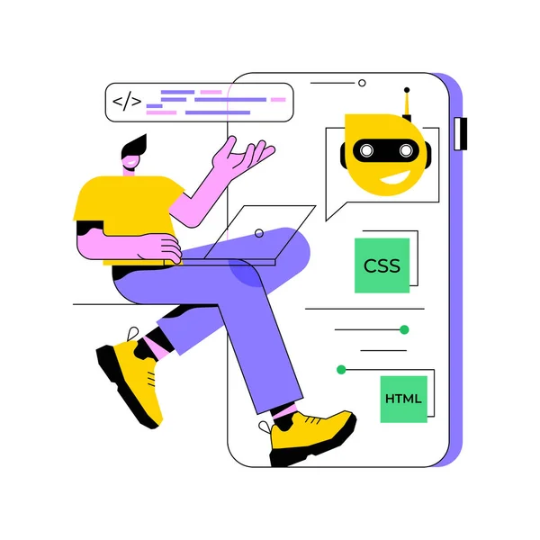 Chatbot app ontwikkeling abstract concept vector illustratie. — Stockvector