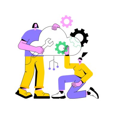 Bulut mühendisliği soyut konsept vektör çizimi.