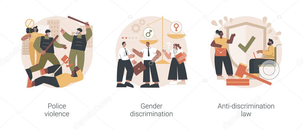 Civil rights violation abstract concept vector illustrations.
