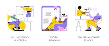 Çevrimiçi eğitim soyut konsept vektör çizimleri.