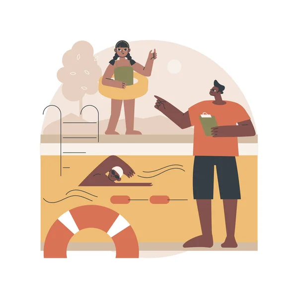 Swim camp abstract concept vector illustration. — Stock Vector