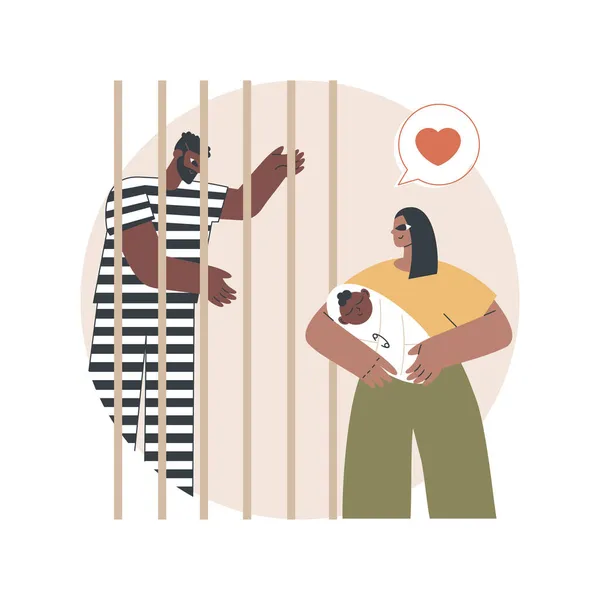 Papás en prisión concepto abstracto vector ilustración. — Archivo Imágenes Vectoriales