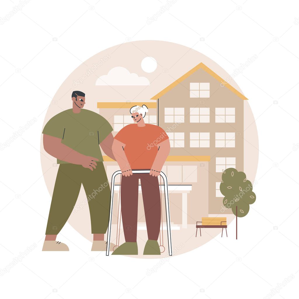 Care for the elderly abstract concept vector illustration.