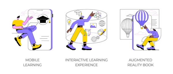 Illustrazioni interattive del vettore concettuale astratto di apprendimento. — Vettoriale Stock