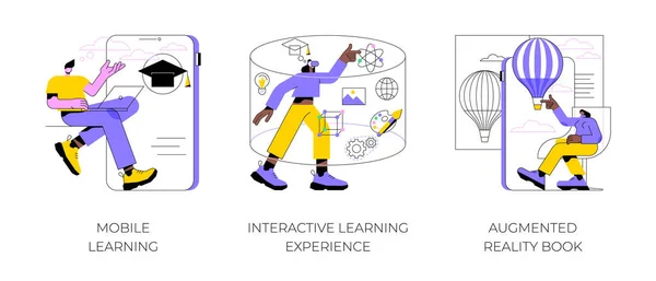 Illustrazioni interattive del vettore concettuale astratto di apprendimento. — Vettoriale Stock