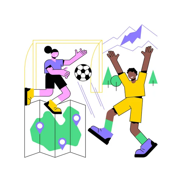 Fotboll läger abstrakt begrepp vektor illustration. — Stock vektor