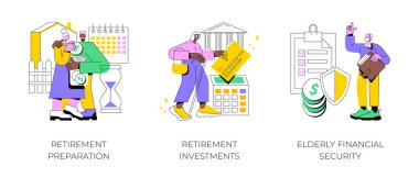 Emeklilik finansal planlama soyut konsept vektör çizimleri.