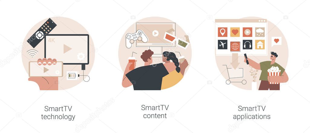 Internet television abstract concept vector illustrations.