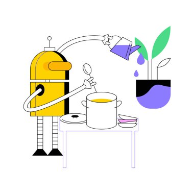 Ev robotu teknolojisi soyut konsept vektör çizimi.