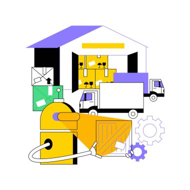 Depo lojistiği soyut konsept vektör çizimi.