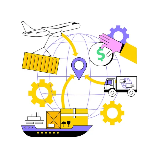 Import of goods and services abstract concept vector illustration. — Stock Vector