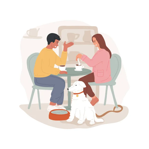 Pet-friendly café isolado desenhos animados ilustrações vetoriais. — Vetor de Stock