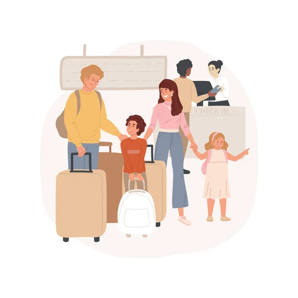 Aeropuerto check-in ilustraciones vectoriales de dibujos animados aislados. — Vector de stock