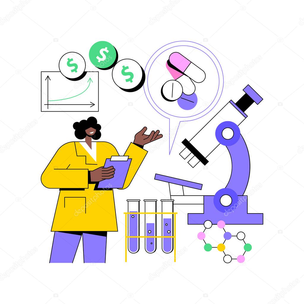 Pharmacological business abstract concept vector illustration.