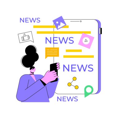 Mobil içerik soyut konsept vektör çizimi.