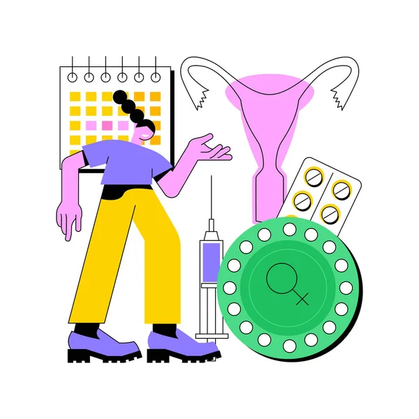 女性避孕药具抽象概念矢量说明. — 图库矢量图片