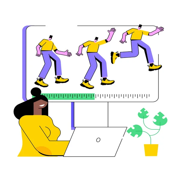Animação computacional conceito abstrato ilustração vetorial. — Vetor de Stock