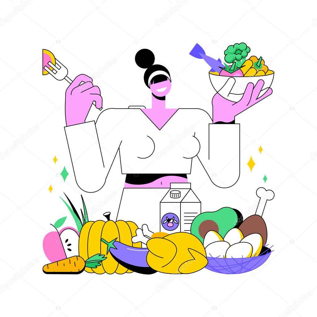 Dukan diet abstract concept vector illustration.