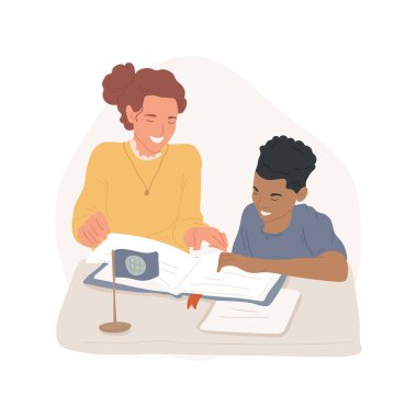Foreign language tutor isolated cartoon vector illustrations.