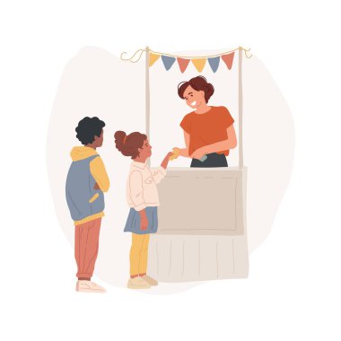 Buying a ticket isolated cartoon vector illustrations.