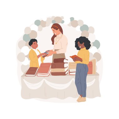 Book stall isolated cartoon vector illustrations.