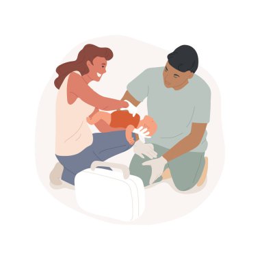 CPR course isolated cartoon vector illustrations.
