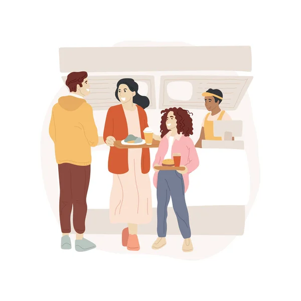 Food court lineup isolated cartoon vector illustrations. — Vetor de Stock