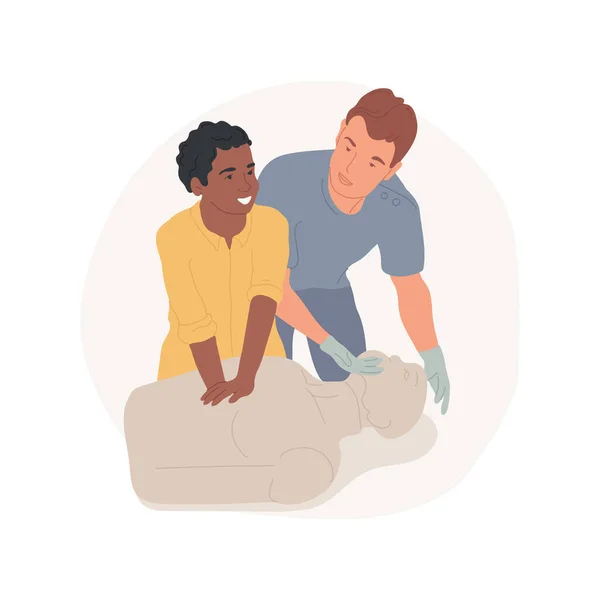 CPR for a child isolated cartoon vector illustrations. — Stock Vector