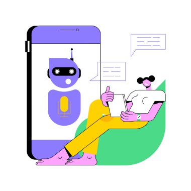 Chatbot sanal yardımcı soyut konsept vektör çizimi.