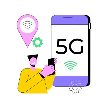 Cep telefonları 5G ağ soyut konsept vektör çizimi.