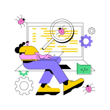 Yazılım testi soyut konsept vektör çizimi.