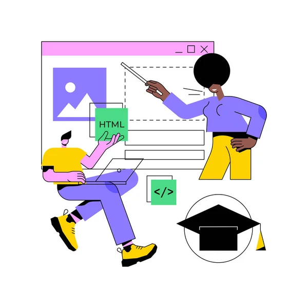 Cursos de desarrollo web concepto abstracto vector ilustración. — Vector de stock