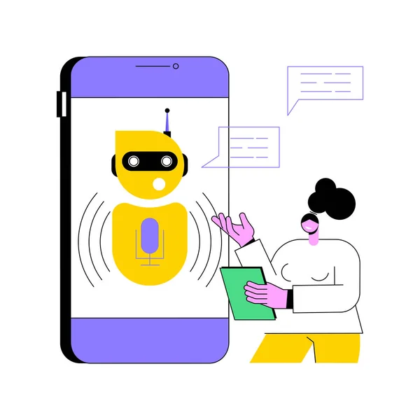 Chatbot φωνή ελέγχεται εικονική βοηθός αφηρημένη έννοια διάνυσμα εικονογράφηση. — Διανυσματικό Αρχείο